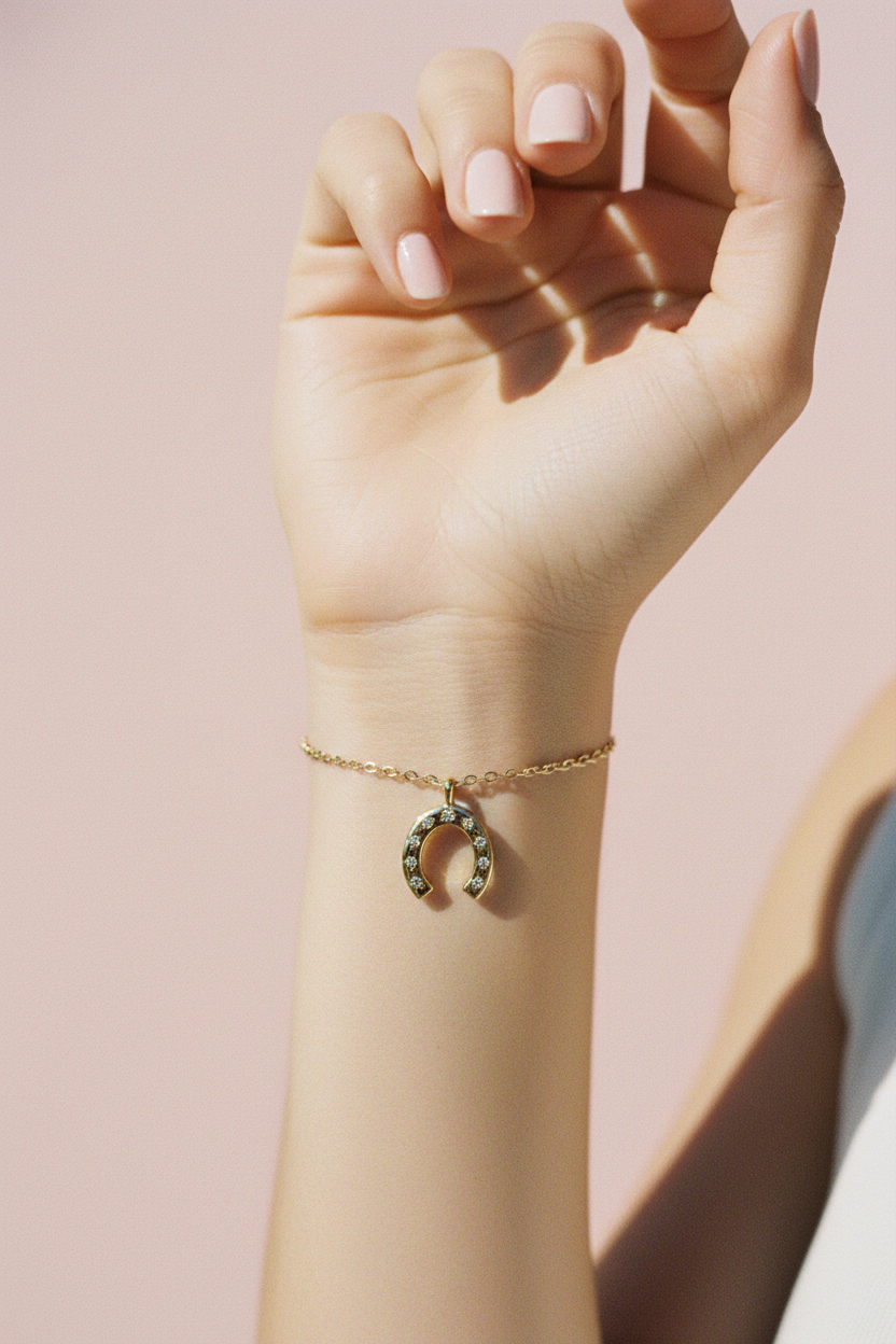Charm fer à cheval — bracelet au poignet