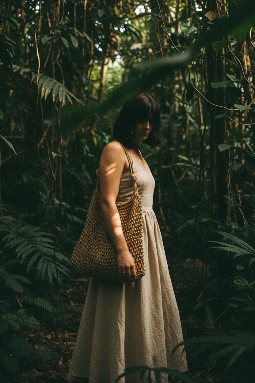 Sac Gimme coton uni — porté jungle