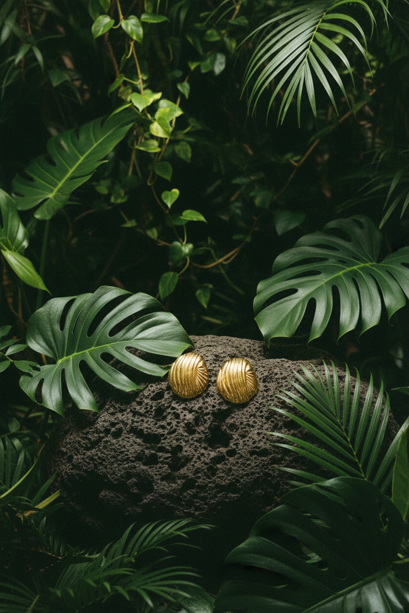 Boucles Lumé coquillage — still life pierre volcanique