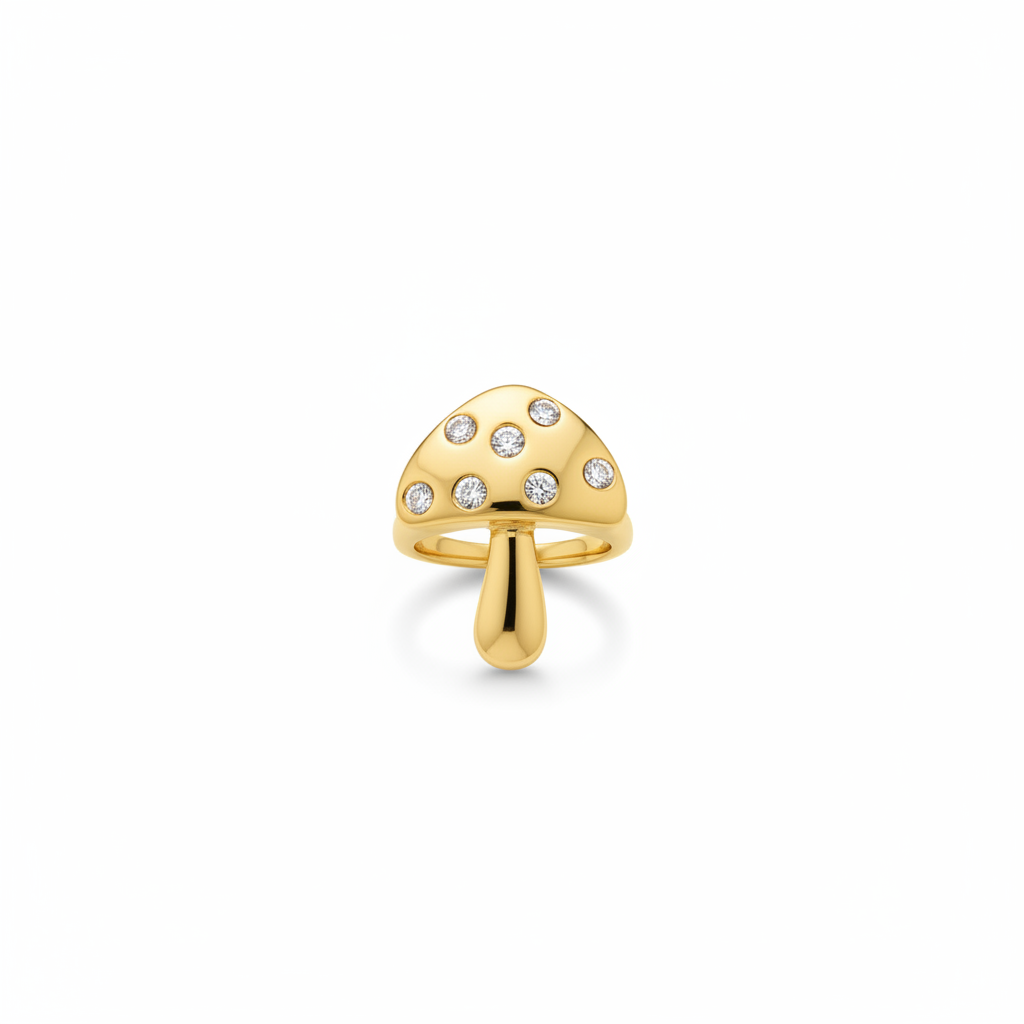 Bague champignon — fond blanc studio