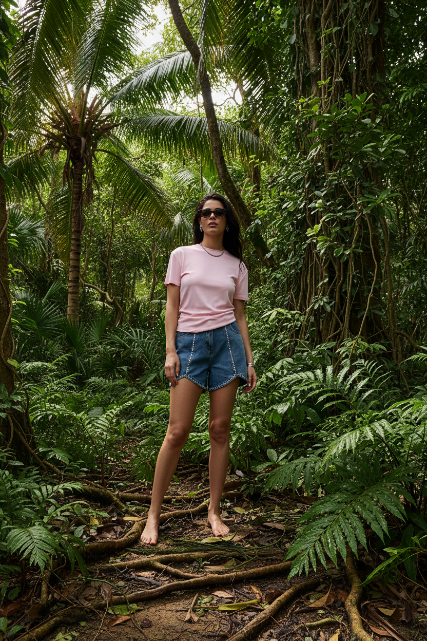 Short Gimme jean strass — porté jungle full body