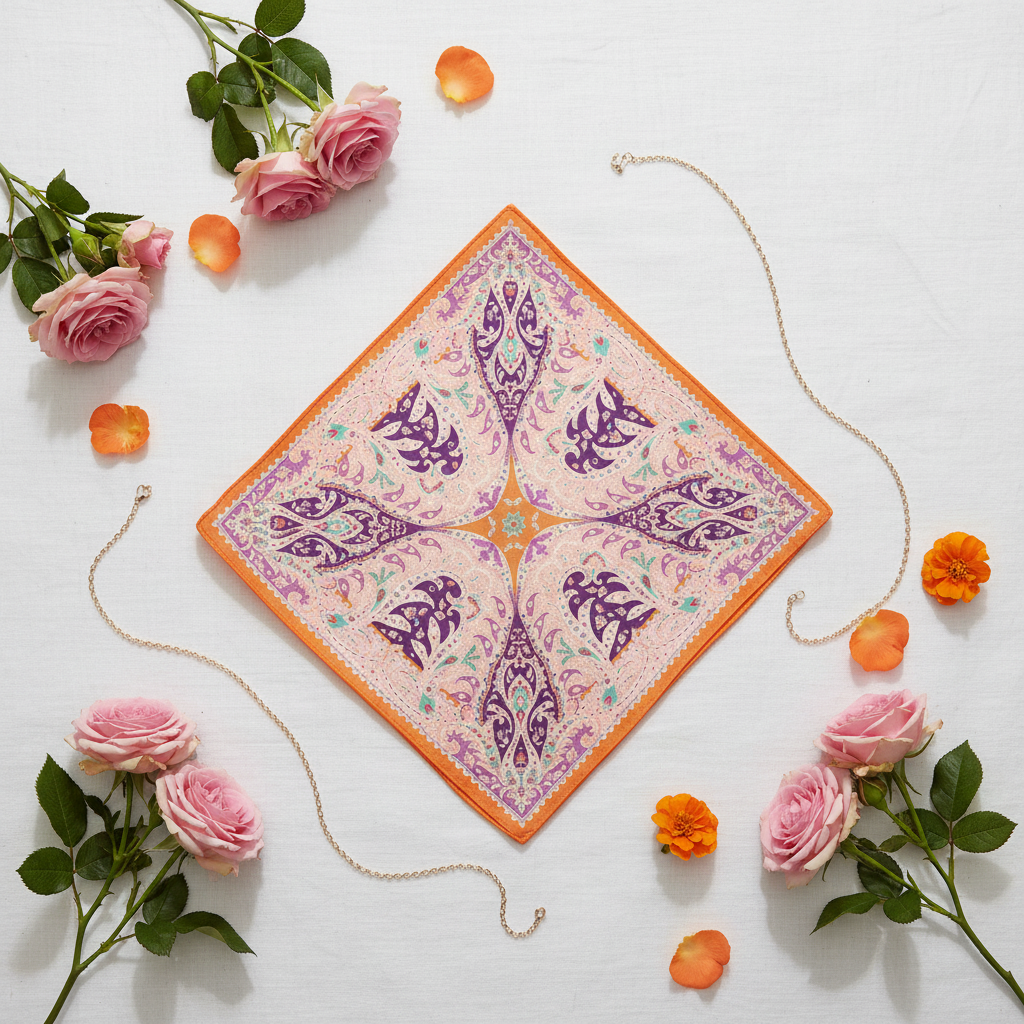 Bandana fleuries flat lay romantique