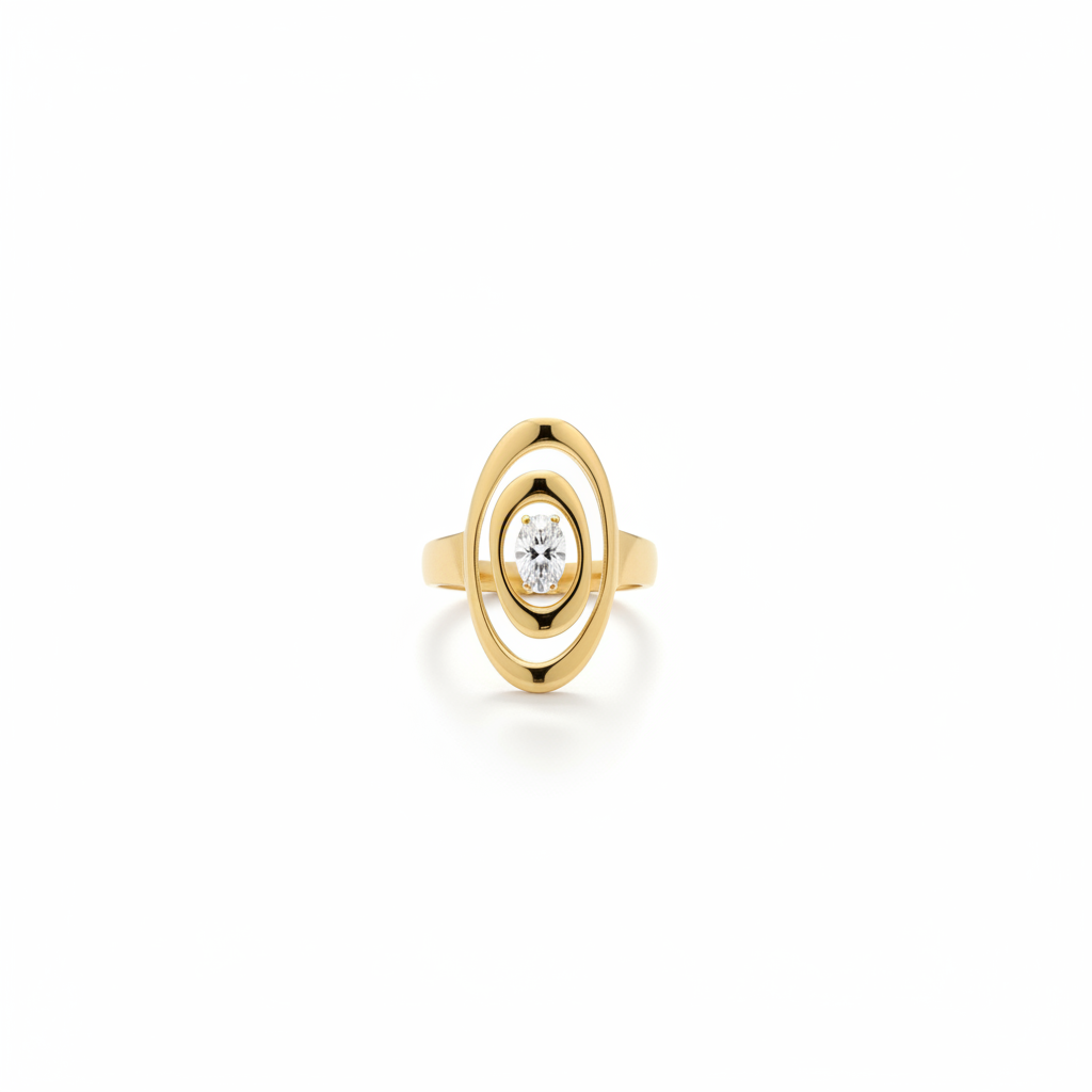 Bague pierres précieuses — fond blanc studio