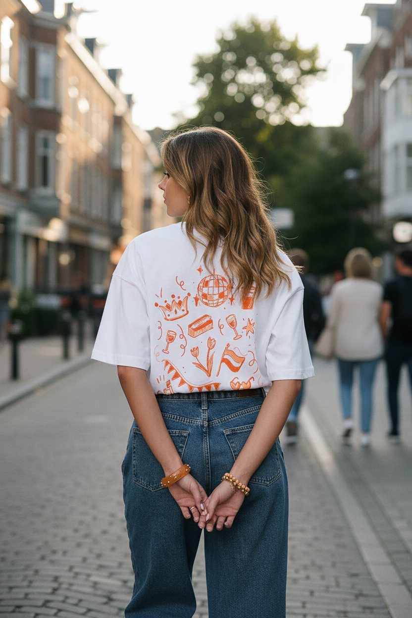 T-shirt motif porté lifestyle