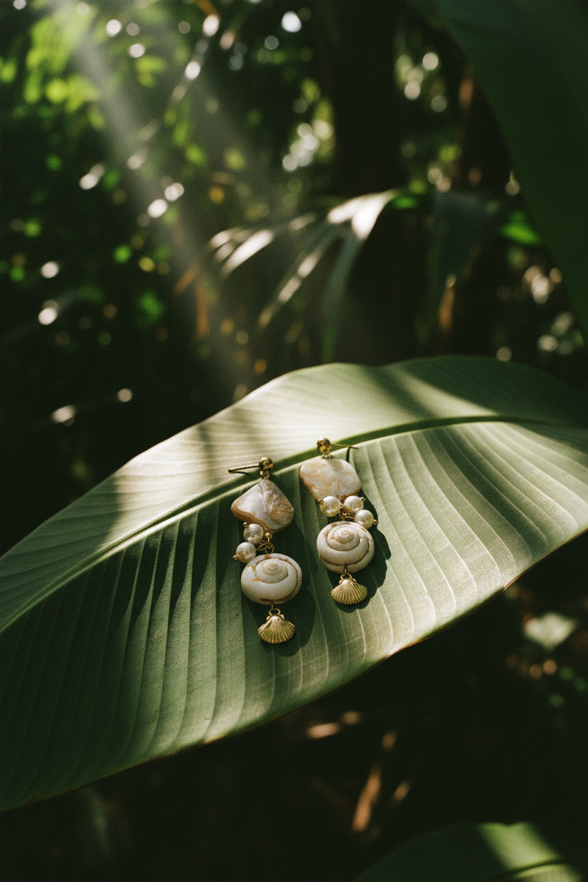 Boucles Lumé coquillages — macro détail