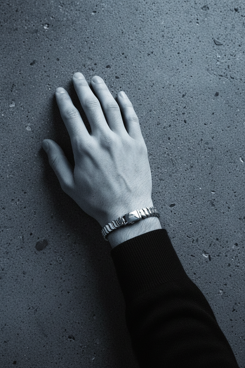 Bracelet VELKA en maillon — lifestyle béton col roulé