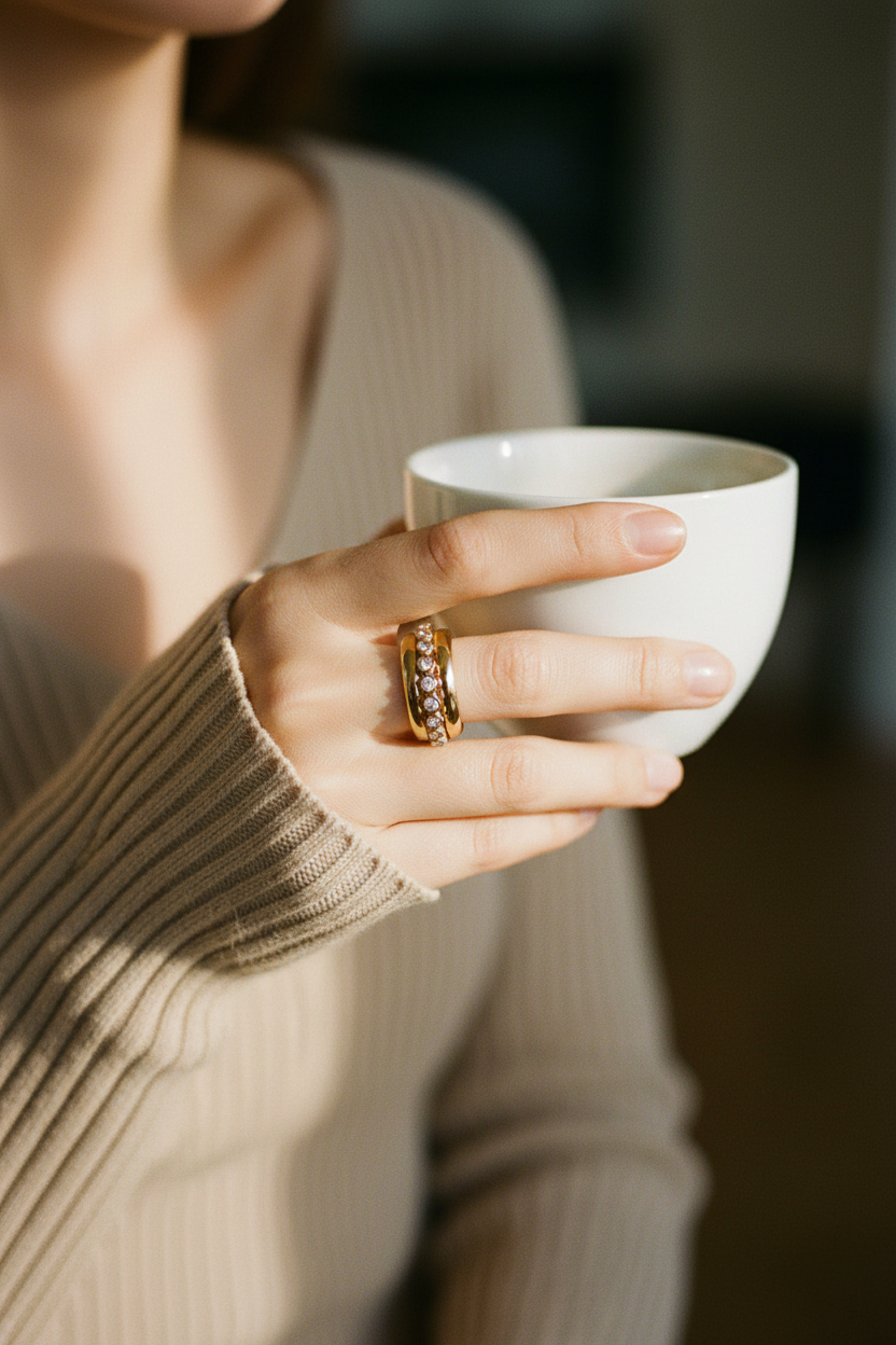Bague strass dorée lifestyle knit