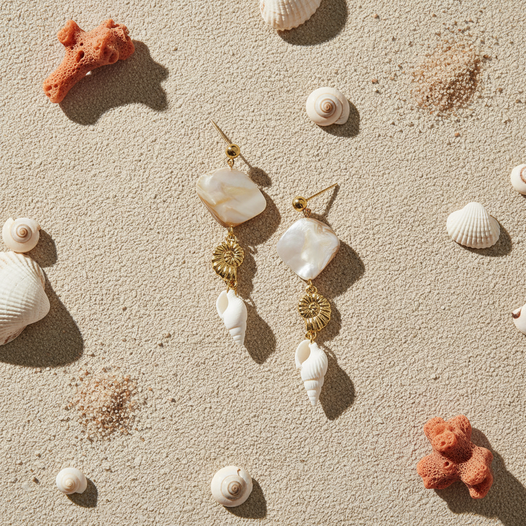 Boucles coquillage flat lay