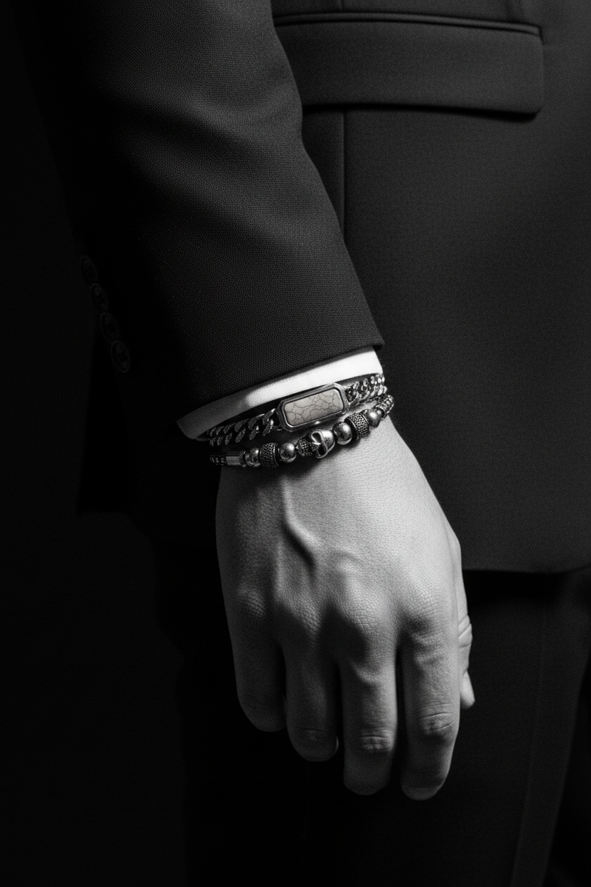 Bracelet VELKA breloques tête de mort — lifestyle costume charcoal
