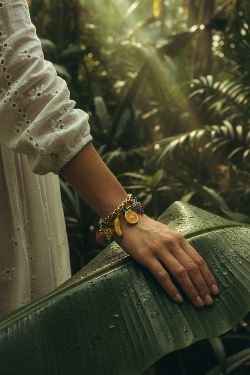 Bracelet breloques fruitées - lifestyle jungle feuille bananier