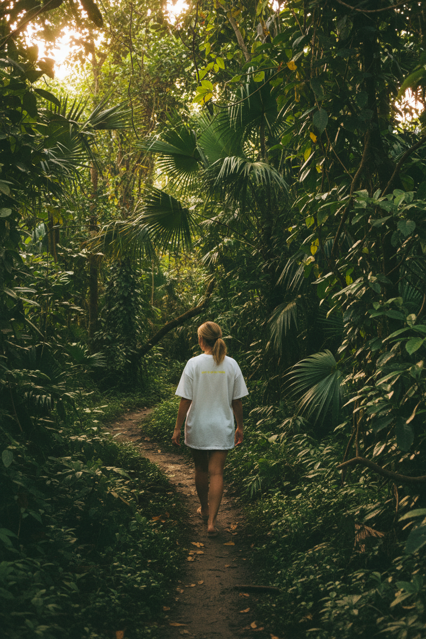 T-shirt Gimme casual blanc — porté jungle