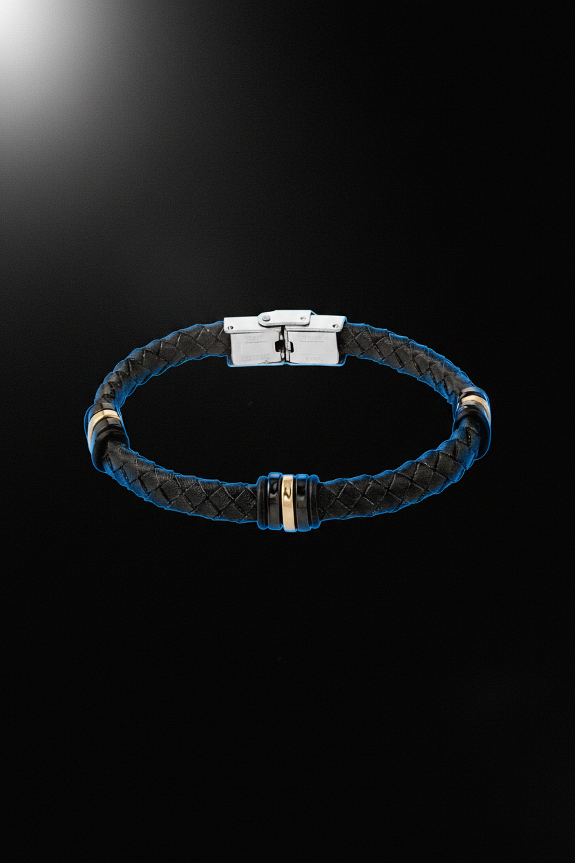 Bracelet VELKA tressé anneaux dorés — lévitation horizontal