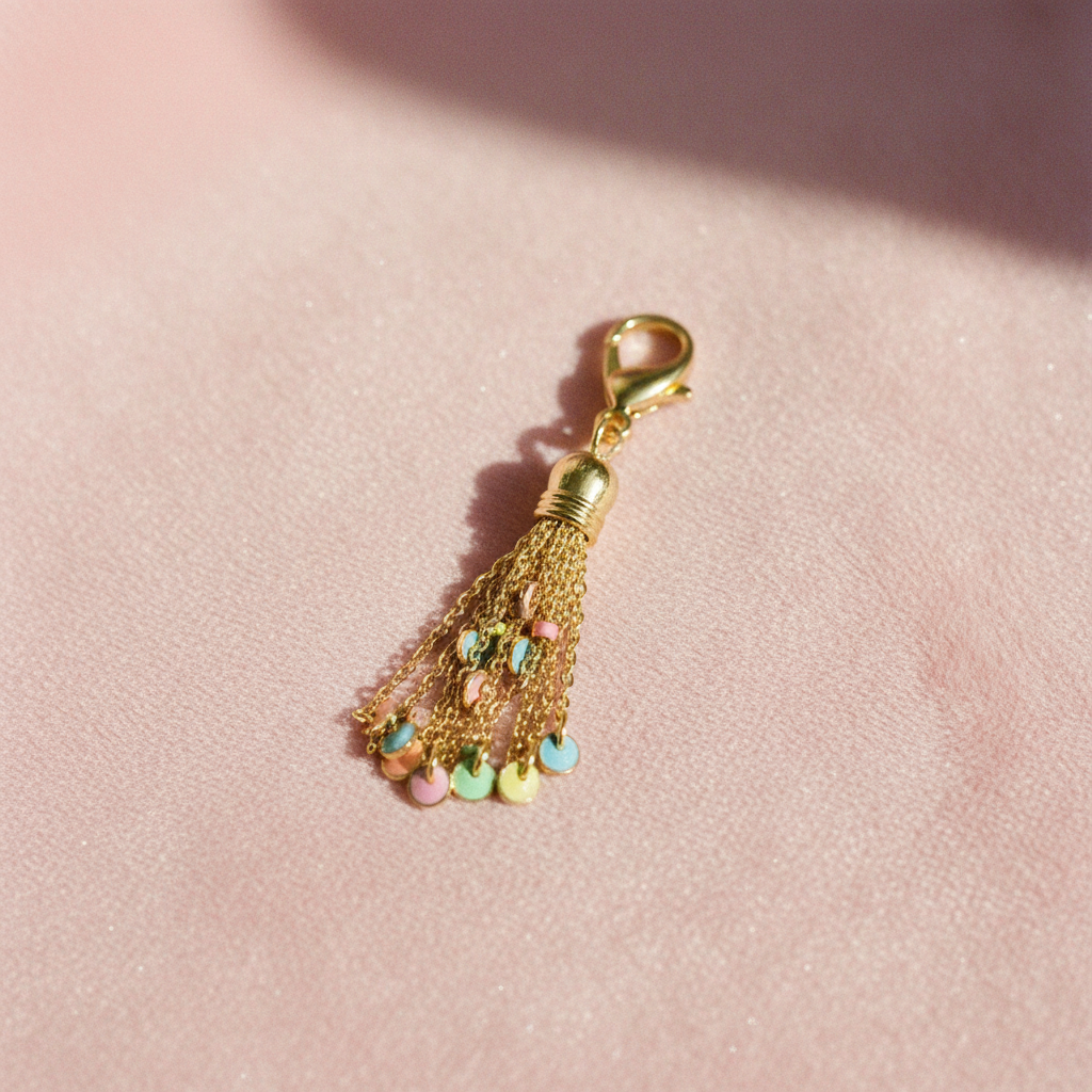 Charm gland — flat lay velours rose