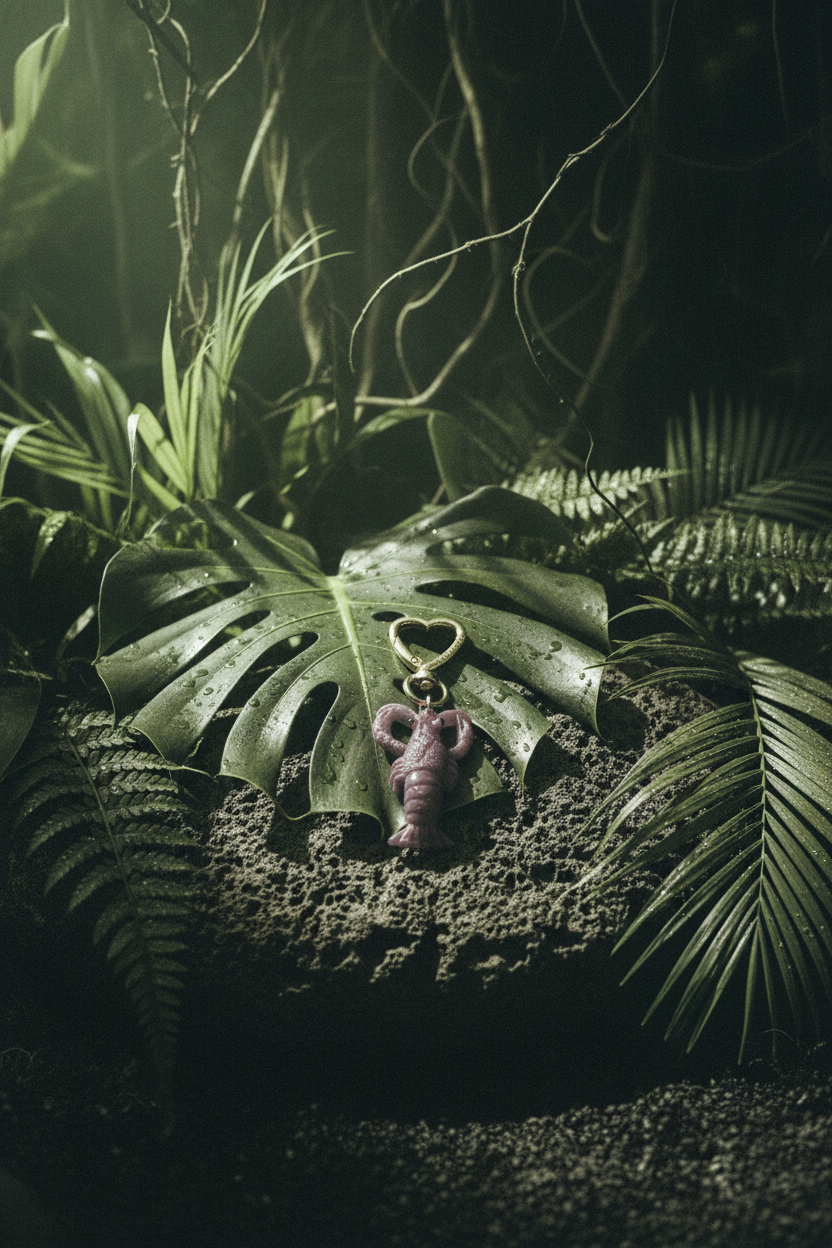 Charm Lili June crabe résine — still life pierre volcanique