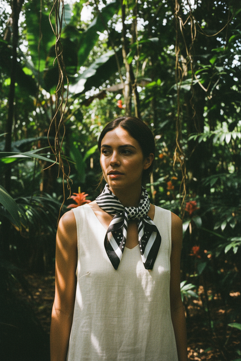 Bandana Gimme pois — porté cou jungle