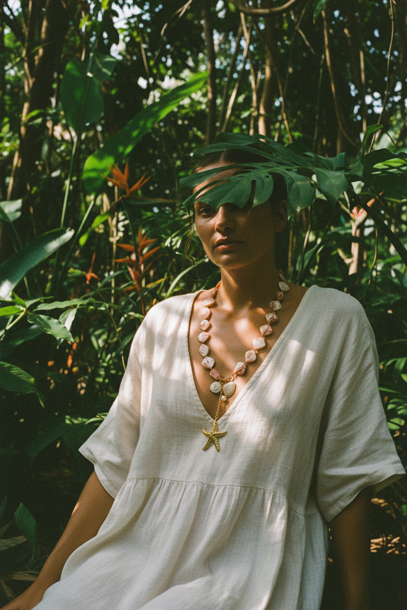 Collier Lumé étoile de mer — porté jungle