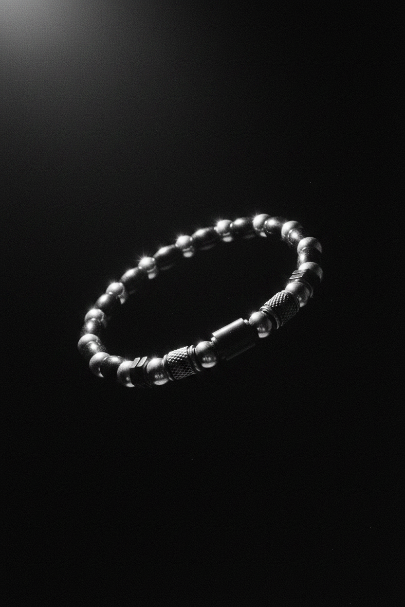 Bracelet VELKA zénith argent noir — lévitation angle