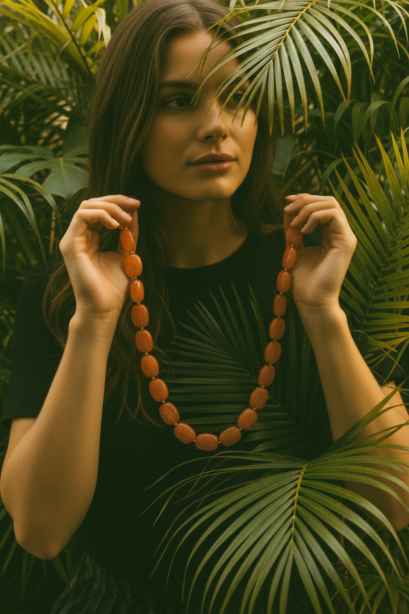 Collier Gimme perles — porté main jungle