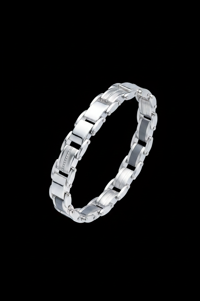 Bracelet VELKA acier maillons — lévitation diagonal