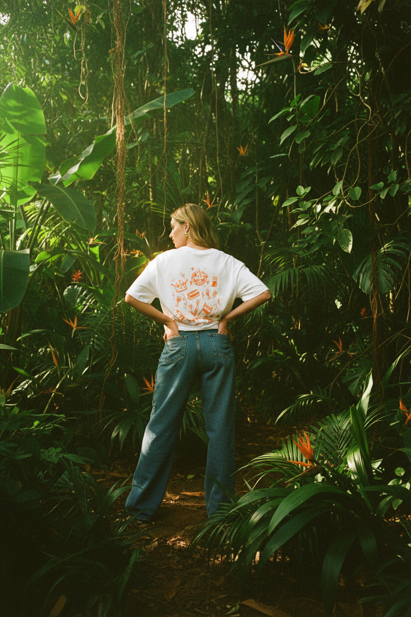 T-shirt Gimme motifs — porté jungle