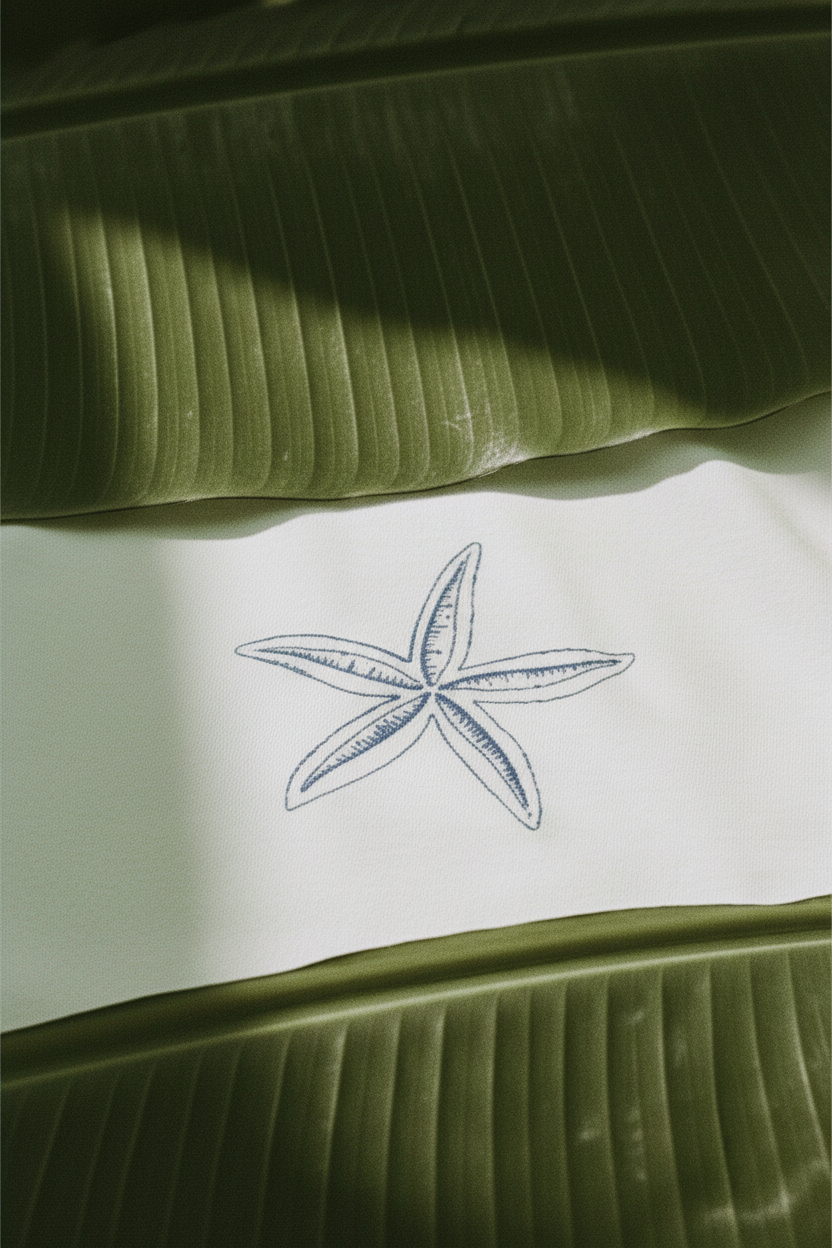 T-shirt Gimme motifs plage — macro détail tissu
