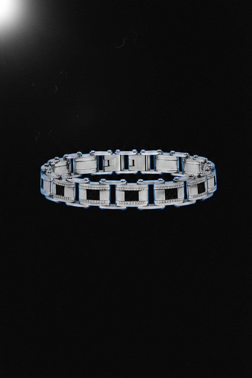 Bracelet VELKA casual noir argent — lévitation horizontal
