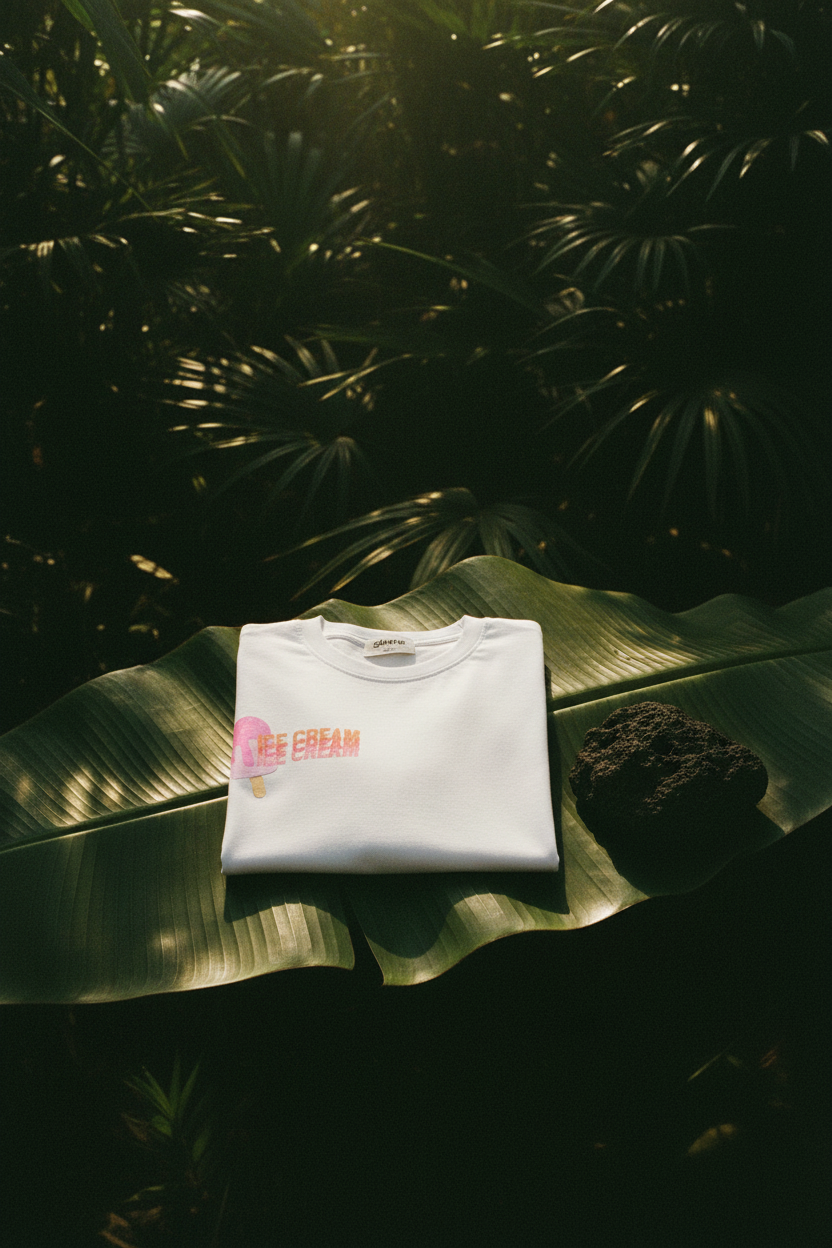 Gimme® T-shirt blanc - still life feuille bananier et pierre volcanique