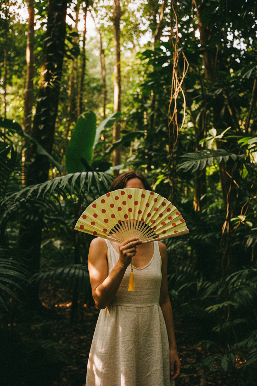 Éventail Gimme pois — porté jungle