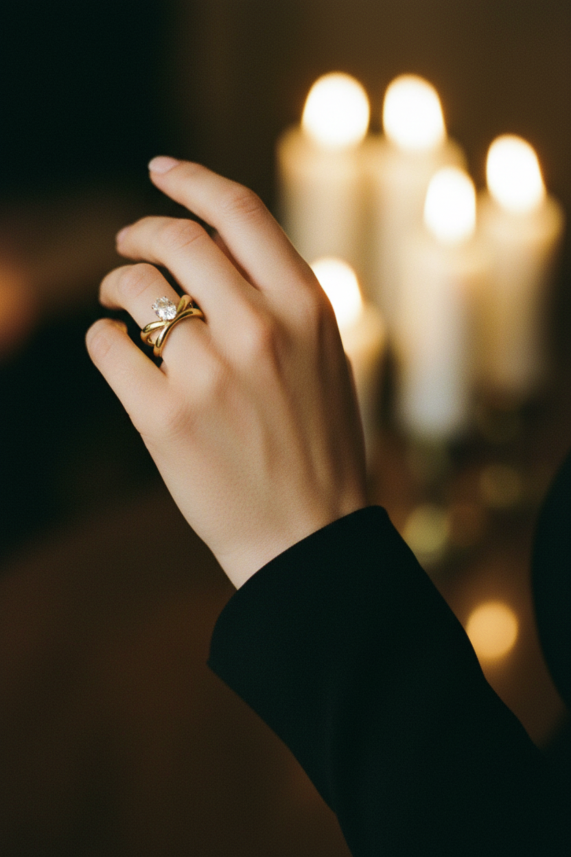 Bague pierres précieuses — lifestyle soirée parisienne