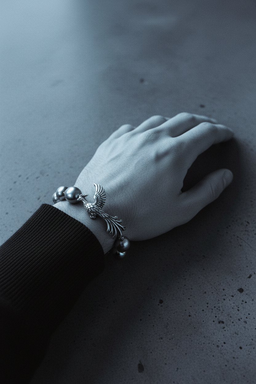 Bracelet VELKA perles phénix — lifestyle béton col roulé