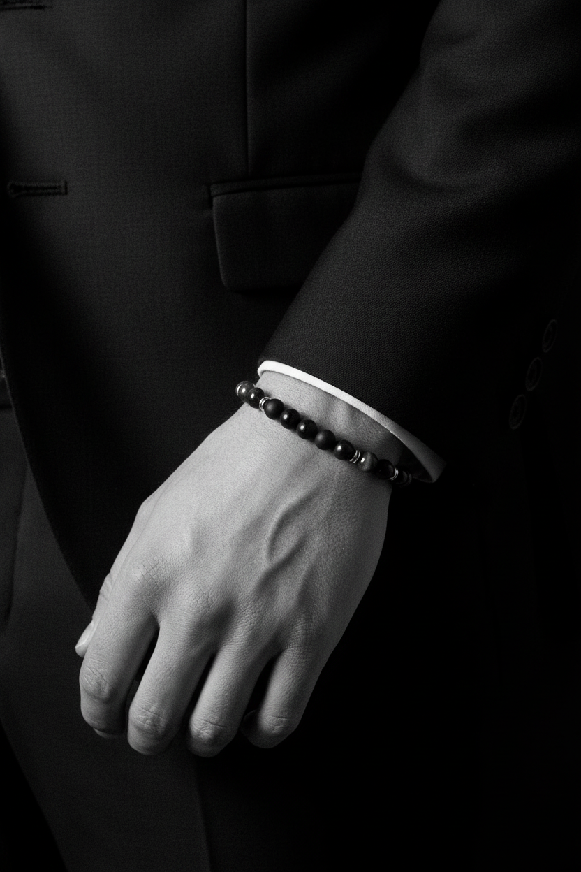 Bracelet VELKA perles marron noir — lifestyle costume charcoal