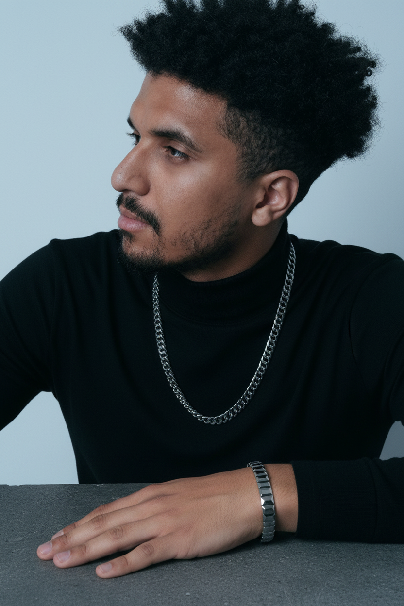 Bracelet VELKA apex — lifestyle béton col roulé