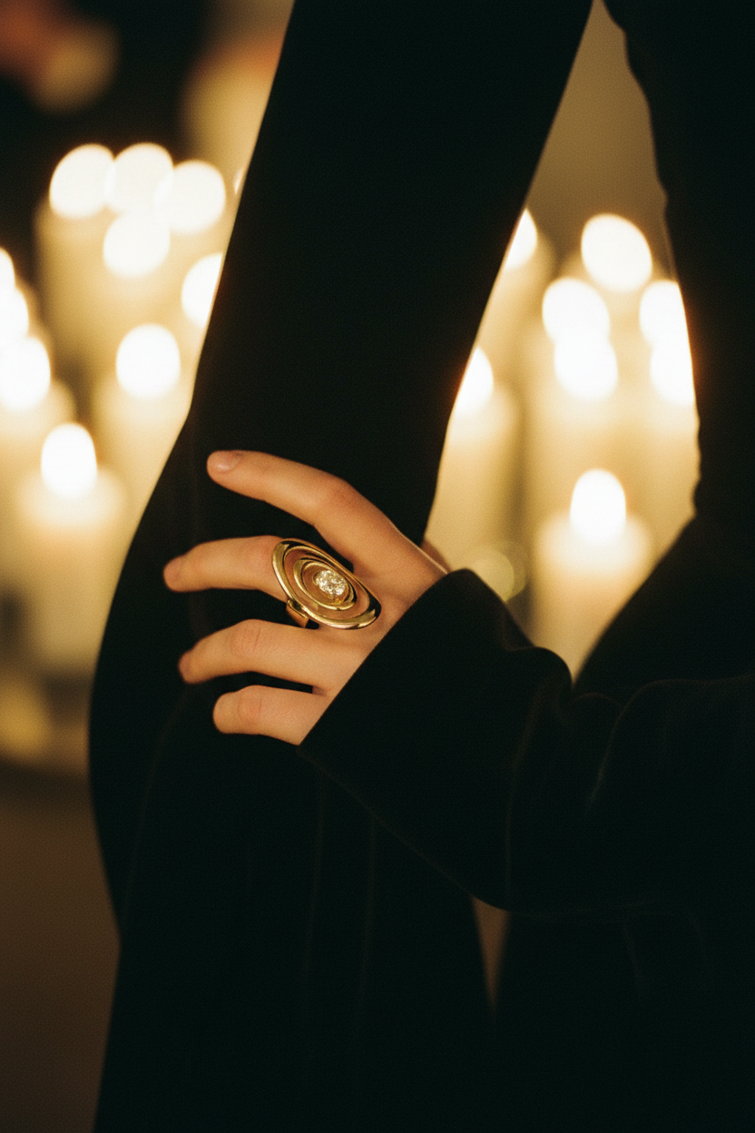 Bague pierres précieuses — lifestyle soirée