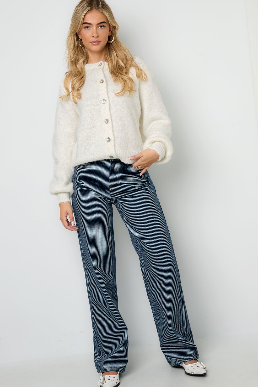 Pantalon en denim de coton à rayures - Apollodrop