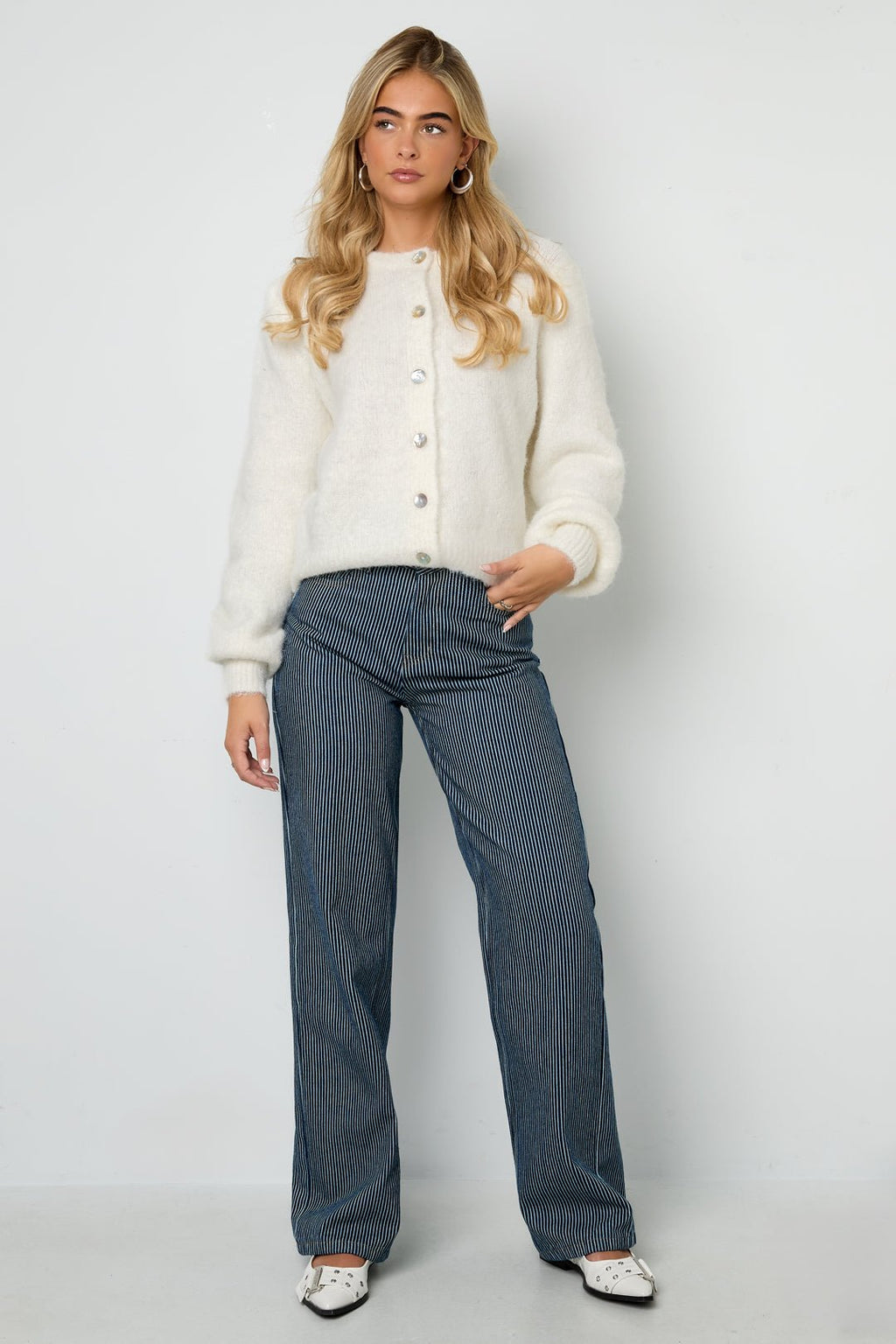 Pantalon en denim de coton à rayures - Apollodrop