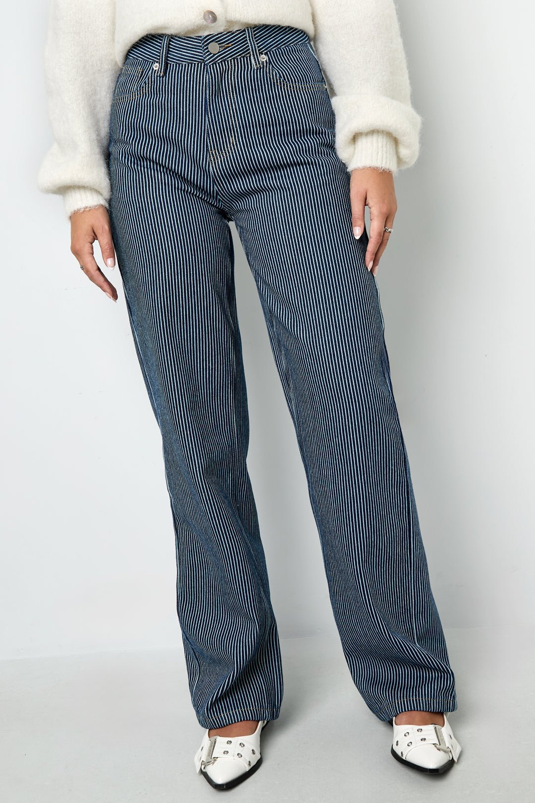 Pantalon en denim de coton à rayures - Apollodrop