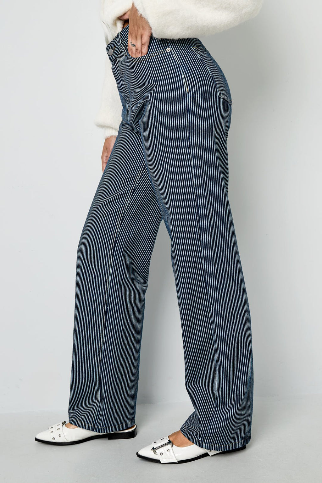 Pantalon en denim de coton à rayures - Apollodrop