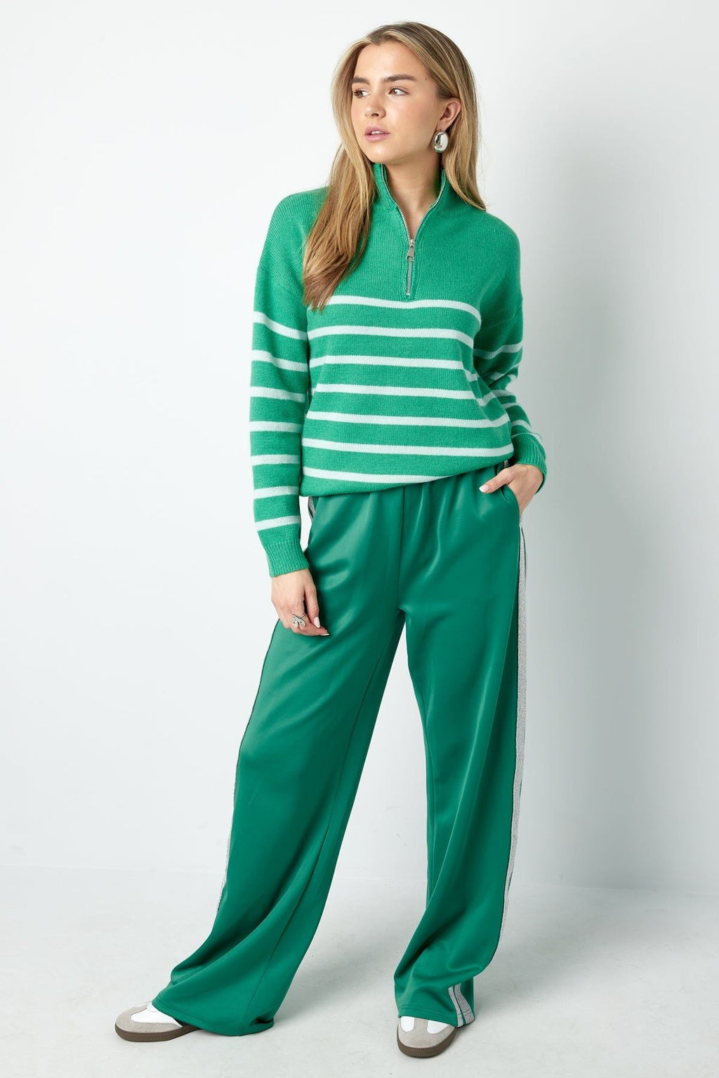 Pull tricoté rayures avec fermeture éclair - Apollodrop